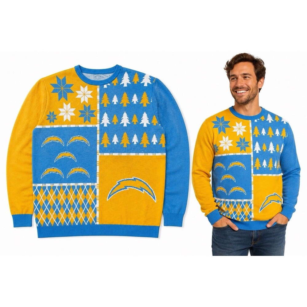 FOCO NFL Los Angeles Chargers Ugly Christmas Sweater Men’s 2XL NWT Team Apparel